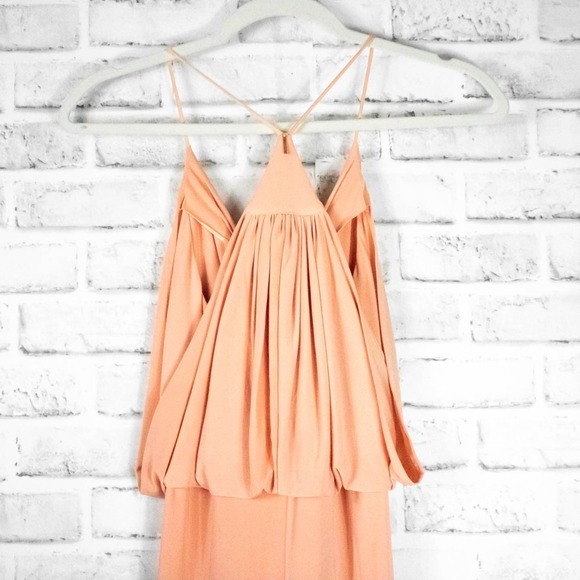 Misa Los Angeles Peach Jersey Knit Sleeveless Knee Length Cocktail Dress Small - Picture 7 of 12